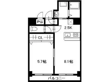 サンライトシティ豊平(1LDK/5階)の間取り写真