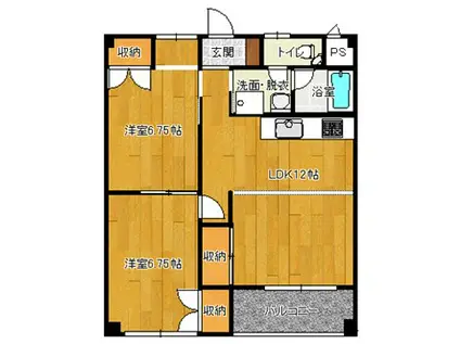 松本北沢ビル(2LDK/1階)の間取り写真