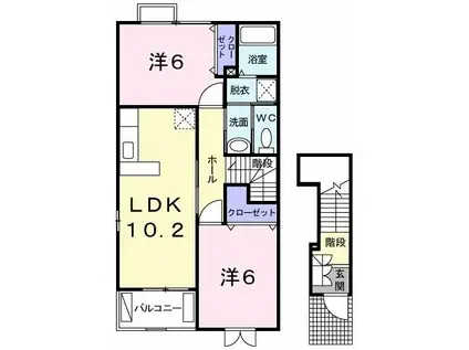 カプリス・ノヴァB(2LDK/2階)の間取り写真