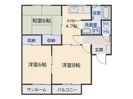 メゾンエトワールA棟(3K/2階)の間取り写真