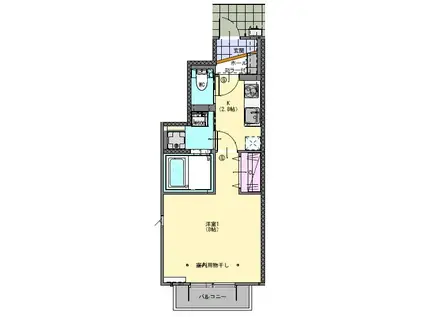 KK HILLSIII(1K/1階)の間取り写真