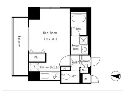 パークフィルヴェール(1K/4階)の間取り写真