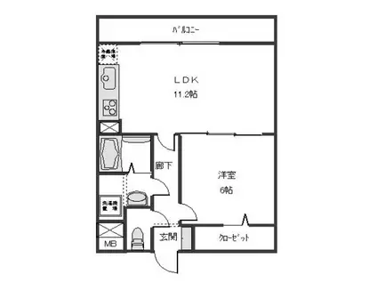 ヴィラ南品川(1LDK/2階)の間取り写真