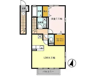 グランドヒルズ(1LDK/2階)の間取り写真