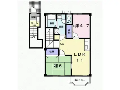 ラフィーネ・プロムナードC(2LDK/2階)の間取り写真