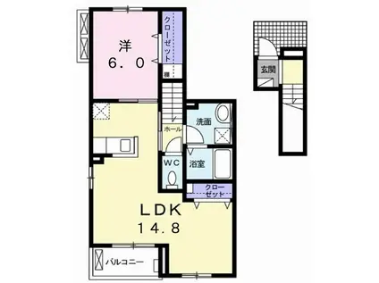 リーシェ(1LDK/2階)の間取り写真