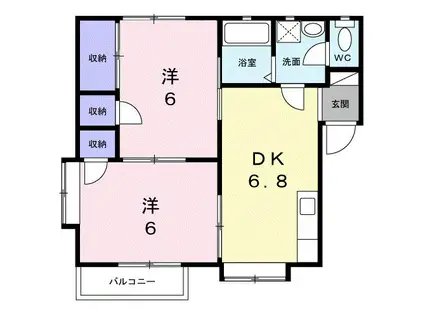 クエストイナバB(2DK/2階)の間取り写真