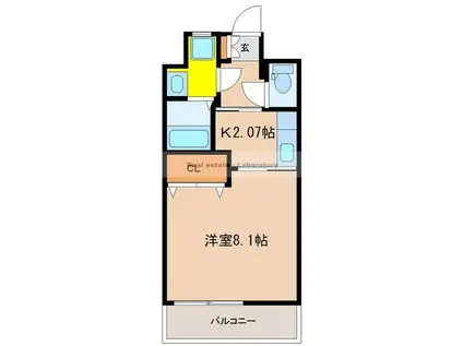 ヴィスコンティ(1K/6階)の間取り写真