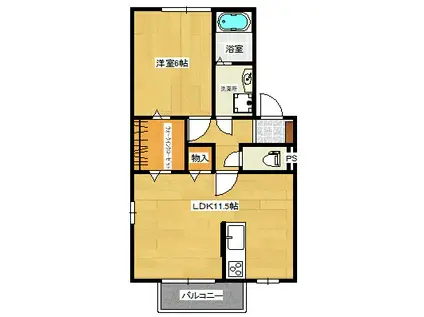 グリーン フィール G棟(1LDK/2階)の間取り写真