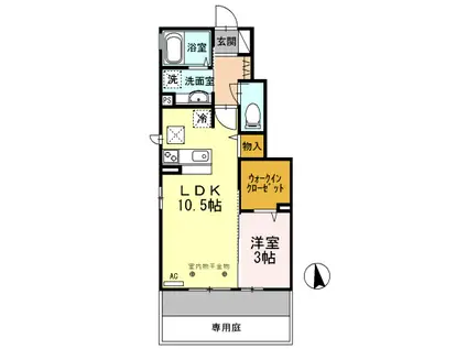 エス プランテ(1LDK/1階)の間取り写真