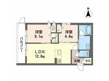 プリエデール(2LDK/1階)の間取り写真