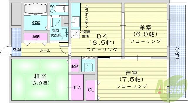 メゾンドール貴富称(3DK/3階)の間取り写真