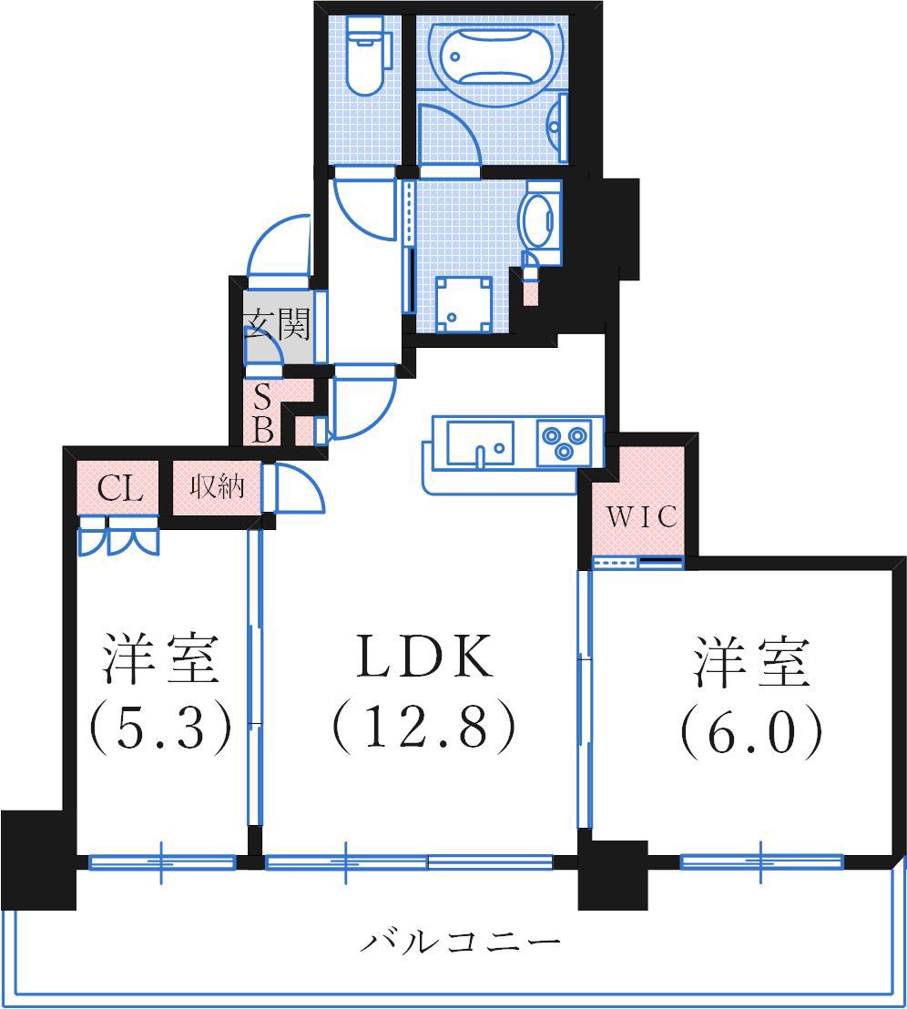 ベイシティタワーズ神戸ウエスト(2LDK/7階)の間取り写真