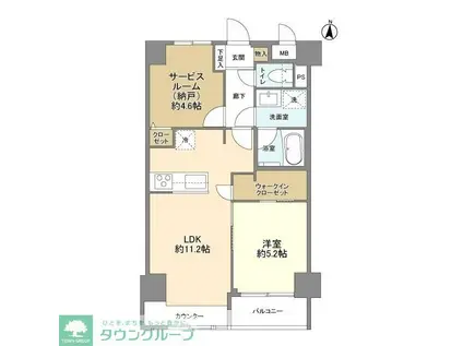 板橋区役所前ビューハイツ(2LDK/3階)の間取り写真