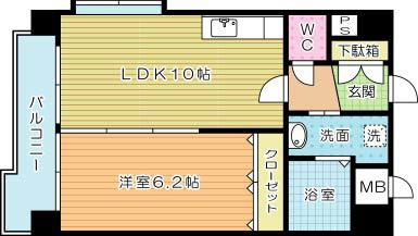 FORTUNATE砂津(1LDK/3階)の間取り写真