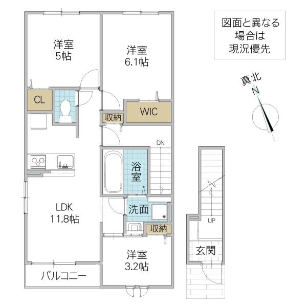 ポルトII(3LDK/2階)の間取り写真
