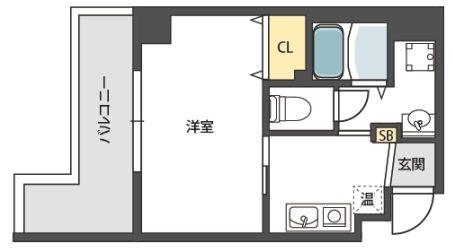 MIYO87天下茶屋(1K/2階)の間取り写真