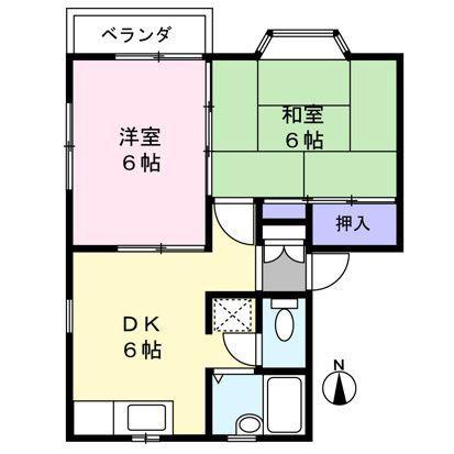 サングリーン(2DK/2階)の間取り写真