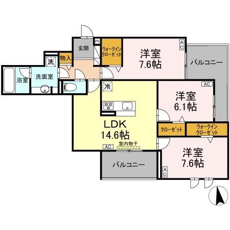 オリヴォ フラガンテ(3LDK/3階)の間取り写真