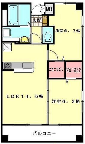 GRAND CHARIOT(2LDK/4階)の間取り写真