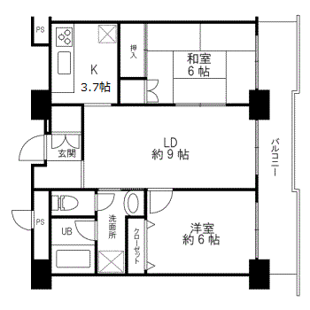 ストークマンション福井(2LDK/14階)の間取り写真