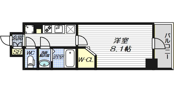ミラージュパレス大阪ドームPROSPER(1K/11階)の間取り写真