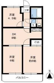 グリーンパーク伊勢崎(3DK/1階)の間取り写真