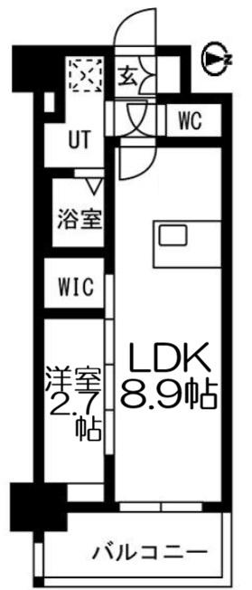 メイクスアート名駅南IV(1LDK/3階)の間取り写真