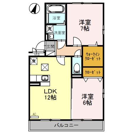 アンクレージュA(2LDK/1階)の間取り写真