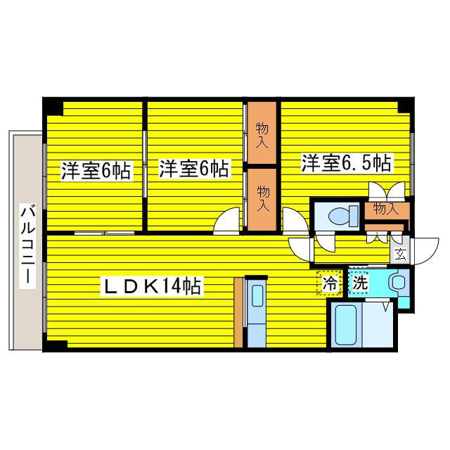 元町ガーデン(3LDK/7階)の間取り写真
