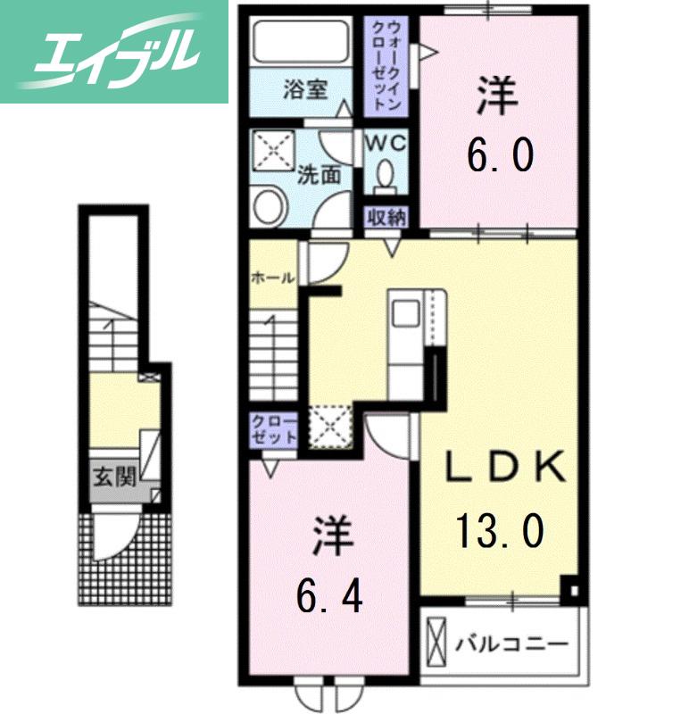 フィレールA(2LDK/2階)の間取り写真