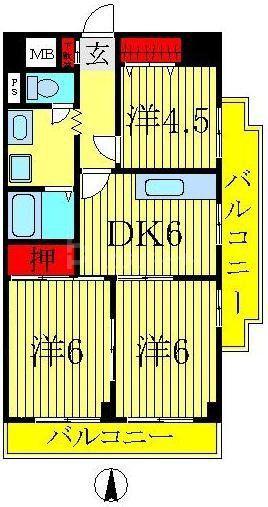ネモト第三ビル(3DK/5階)の間取り写真