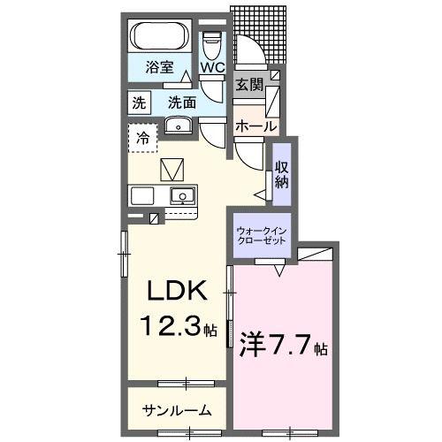 アークリヴェール新開(1LDK/1階)の間取り写真