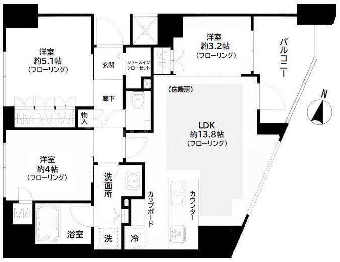 GREEN PARK文京西片(3LDK/3階)の間取り写真