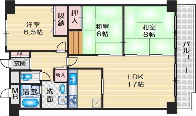 メゾン北千里(3LDK/3階)の間取り写真