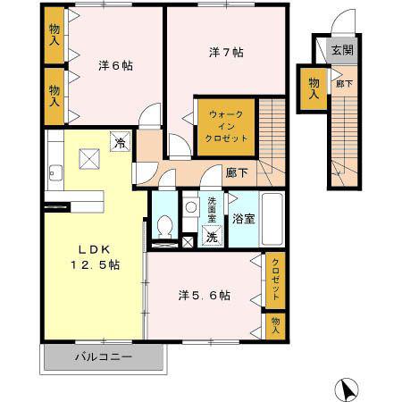 ポンテリブロA(3LDK/2階)の間取り写真