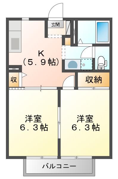 ルミエール777 C棟(2K/2階)の間取り写真