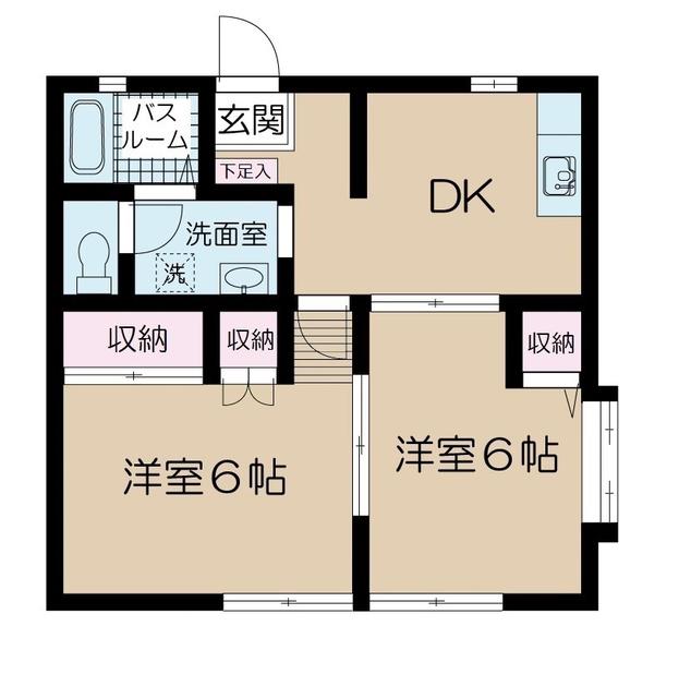 サニーヒル港南B棟(2DK/1階)の間取り写真