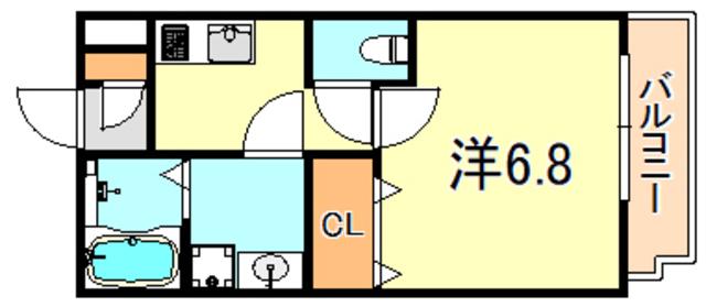 ジーメゾン明石大久保(1K/2階)の間取り写真