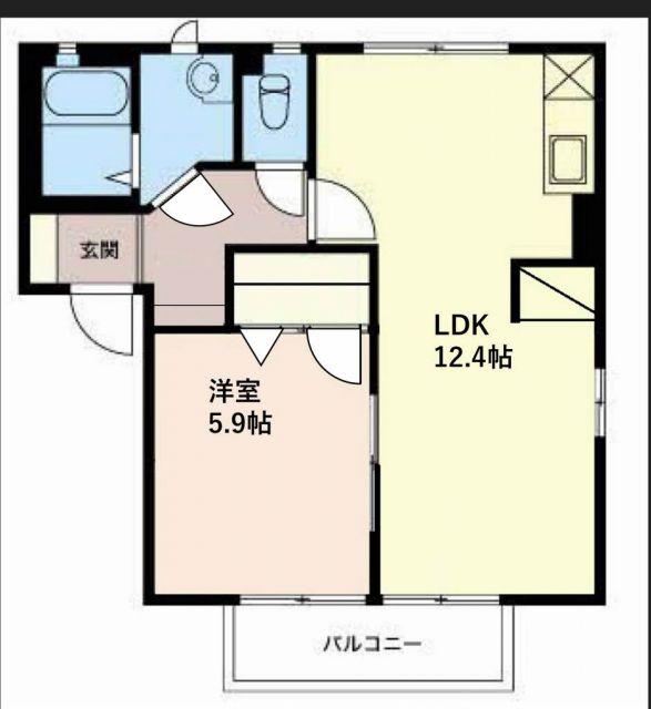 ディアス瓜田B(1LDK/1階)の間取り写真