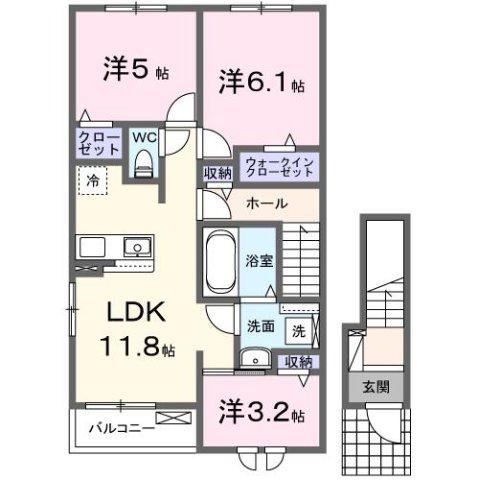 ロイヤル オーク(3LDK/2階)の間取り写真