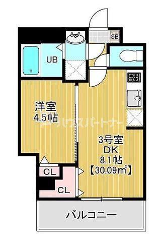 ニュートリノ要(1DK/2階)の間取り写真