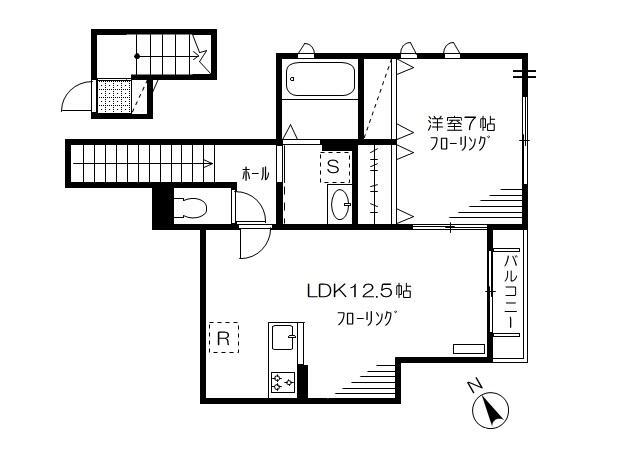 フライハイト(1LDK/2階)の間取り写真