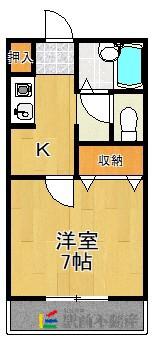 プレミエール・キクII(1K/2階)の間取り写真