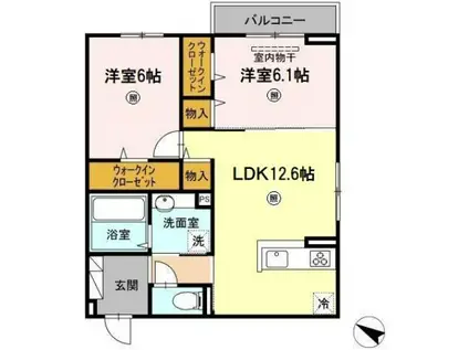 ラ・フィーグ古江東(2LDK/3階)の間取り写真