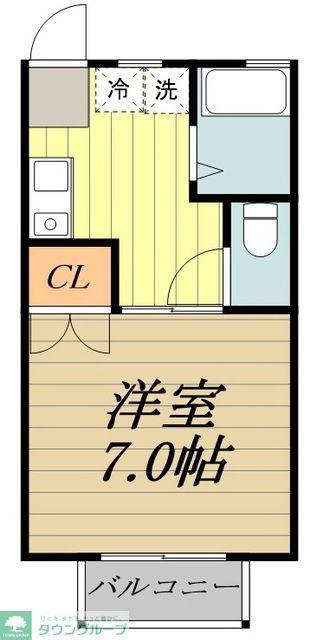 ブレスト小金井(1K/2階)の間取り写真