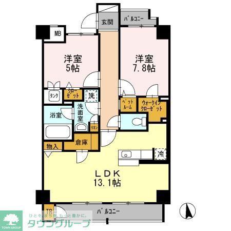 TRI-STAGE(2LDK/2階)の間取り写真