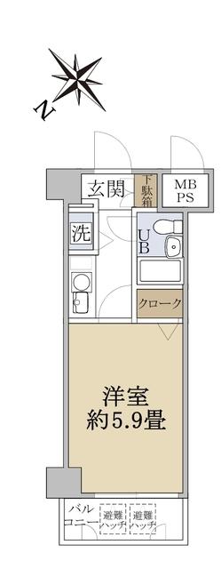 シティハイツ吉祥寺(1K/6階)の間取り写真