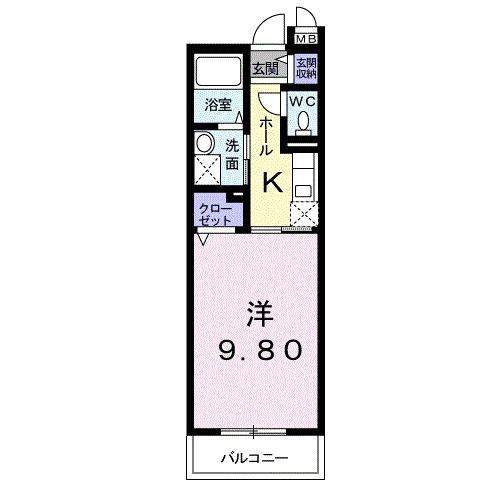 ラフィーネF(1K/1階)の間取り写真