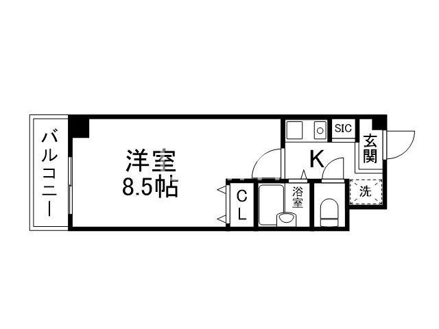 パインフィールド葛野大路(1K/4階)の間取り写真